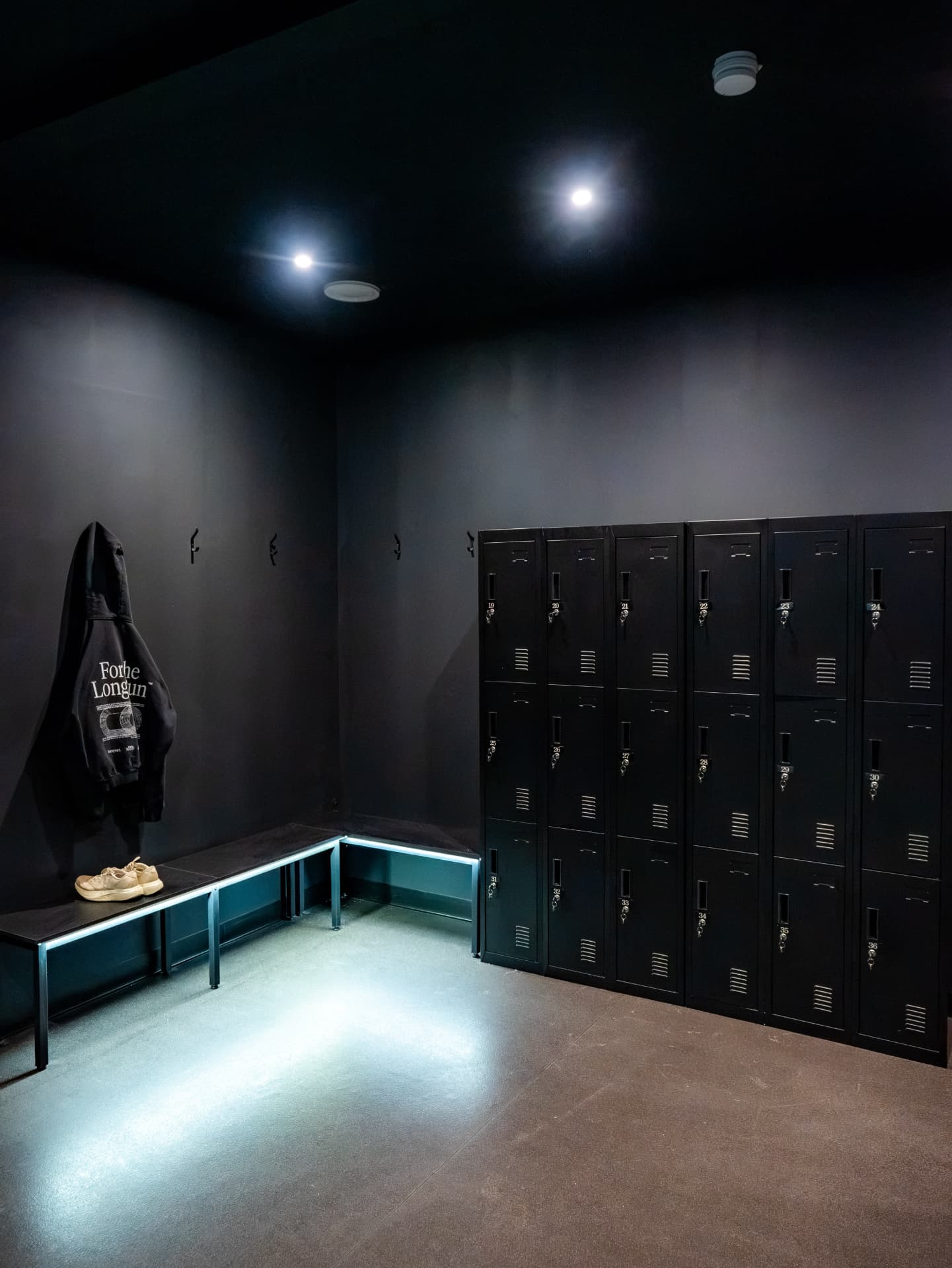 Changing-room lockers and benches